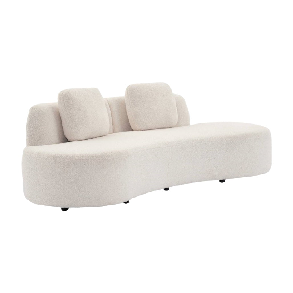 Curved sofa for living room usage in fabric - 220 x 90 x 70