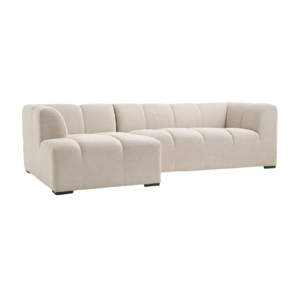 Sofa d'angle en tissu beige pour salon - Long 240 x Large 90 x Haut 80