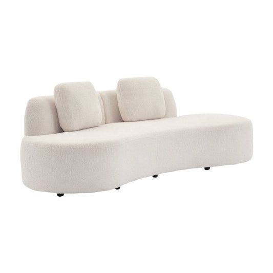 Curved sofa for living room usage in fabric - 220 x 90 x 70